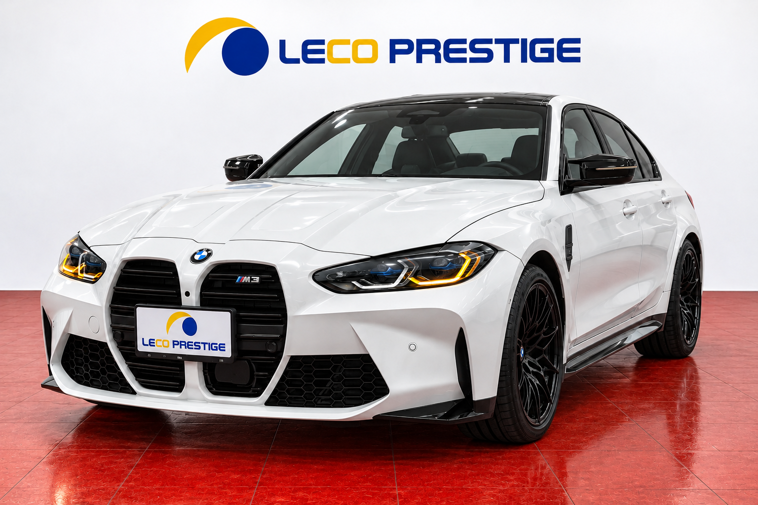 White BMW M3 in Branded Showroom